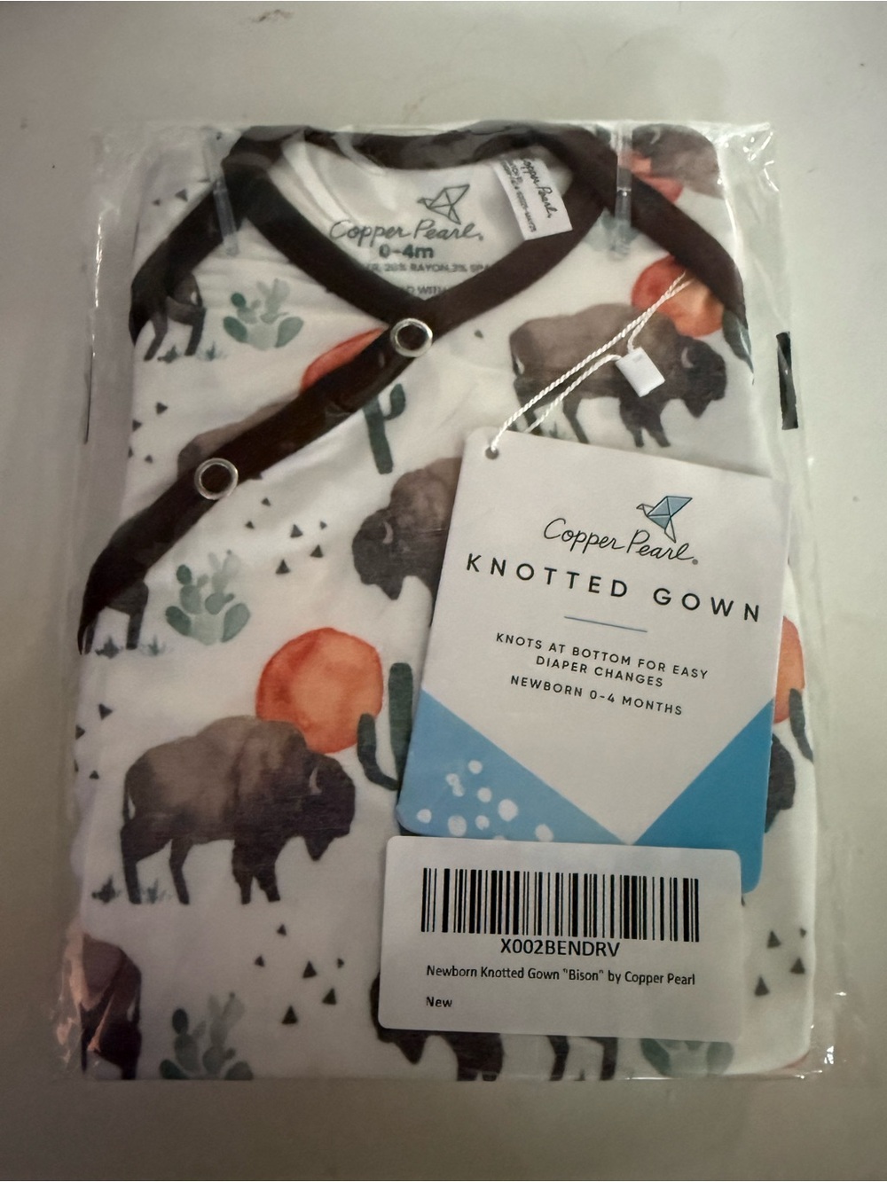 Copper Pearl Newborn Knotted Gown in Bison
